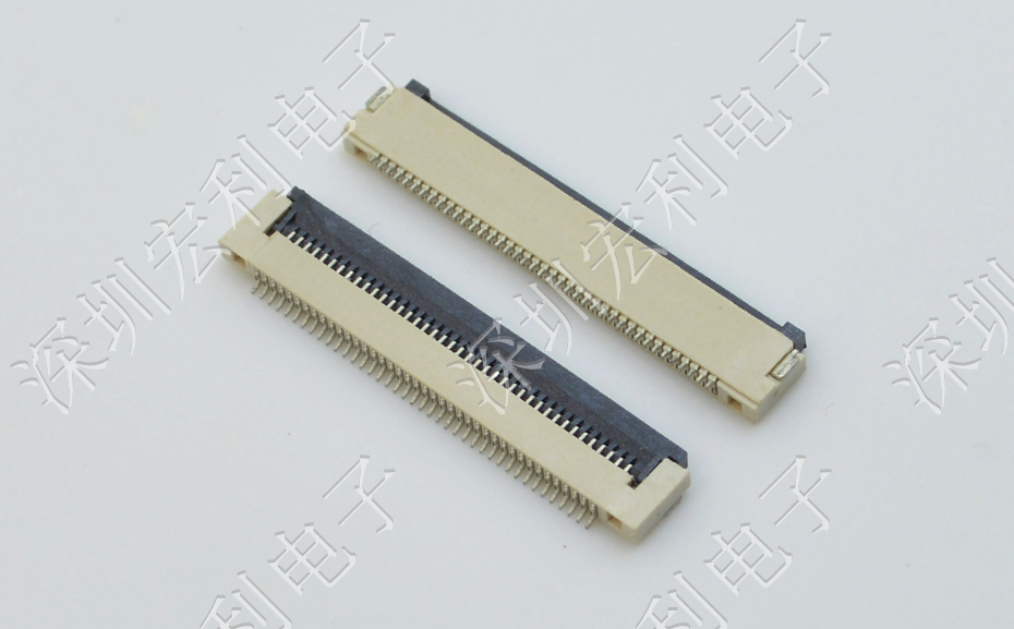 fpc柔性连接器0.5mm间距1.5H软排线插座4P/6P/8P/10P/12P-40P翻盖下接触扁平连接器