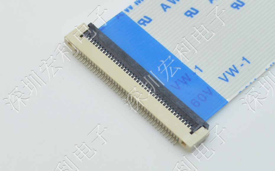 fpc柔性连接器0.5mm间距1.5H软排线插座4P/6P/8P/10P/12P-40P翻盖下接触扁平连接器