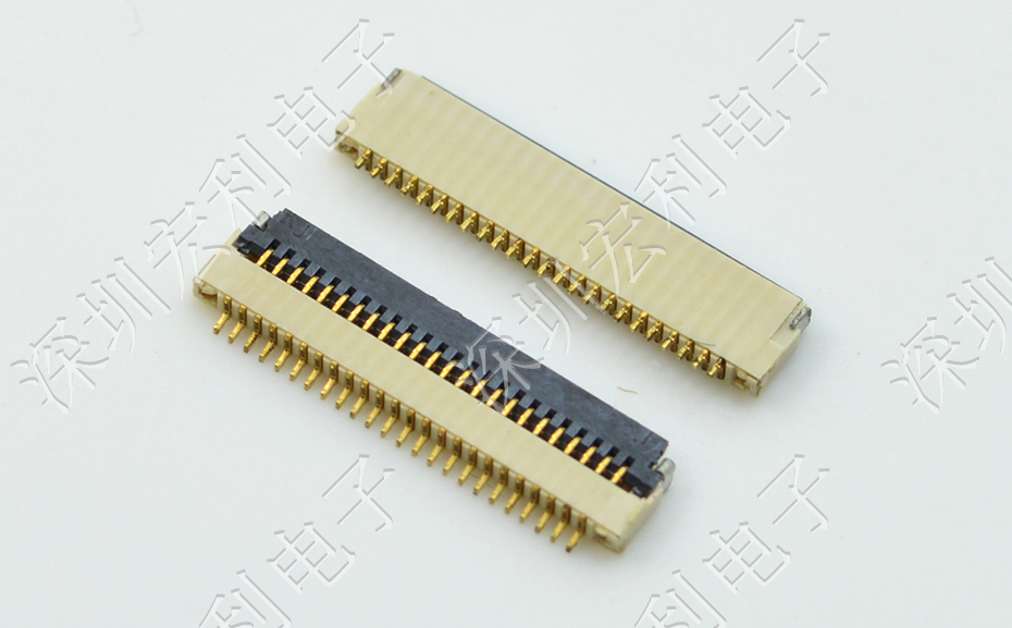 超薄FPC连接器 间距0.5mm-40PIN翻盖 塑高H1.0mm FPC插座超薄